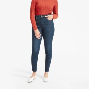 Everlane The Authentic Stretch High-Rise Skinny Jeans in Dark Blue Wash